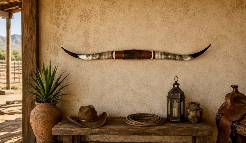 MOUNTED STEER HORNS About 6 feet wide LONGHORN POLISHED MOUNT BULL COW B140