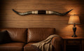 MOUNTED STEER HORNS About 6 feet wide LONGHORN POLISHED MOUNT BULL COW B148