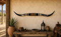 MOUNTED STEER HORNS About 6 feet wide LONGHORN POLISHED MOUNT BULL COW B144