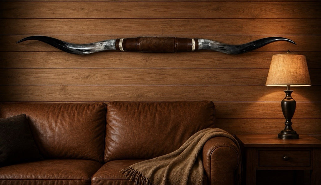 MOUNTED STEER HORNS About 6 feet wide LONGHORN POLISHED MOUNT BULL COW B151