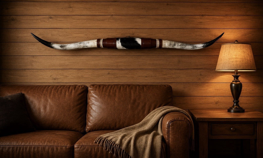 MOUNTED STEER HORNS About 6 feet wide LONGHORN POLISHED MOUNT BULL COW B149