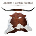 Authentic Mounted LONGHORN Wall Decor + FREE Cowhide Rug Texas Ranch Home Decor