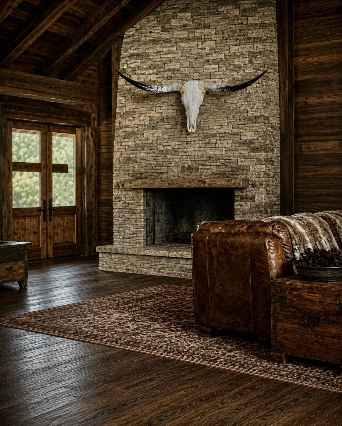 Mounted Longhorn Skull 48 Inches Wide Bull Horn Wall Decor Western Ranch