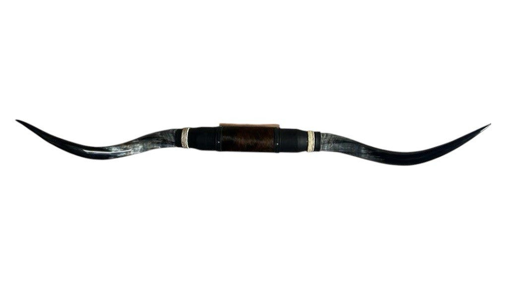 MOUNTED STEER HORNS 66” Wide LONGHORN POLISHED MOUNT + Cowhide Rug Included