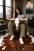 Longhorn Skull 4-4.5 Ft Wide Mounted Bull Horn Cow Head + Cowhide Included