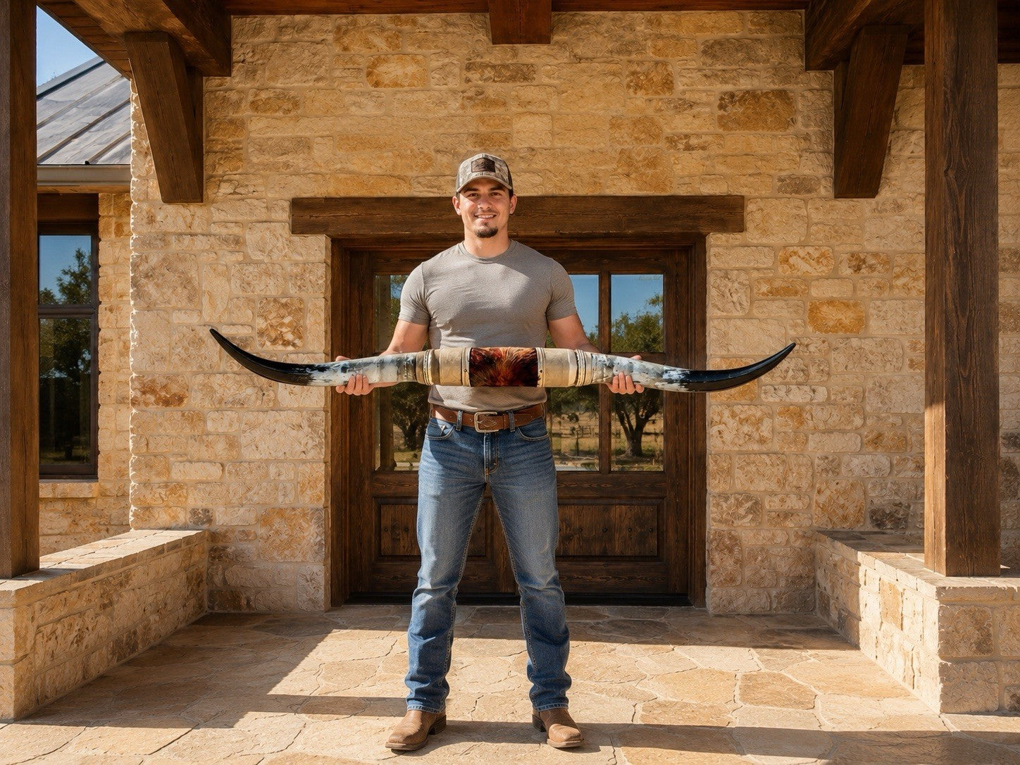 Authentic LONGHORN 66”  Wide Mounted Steer Horns Western Ranch Decor