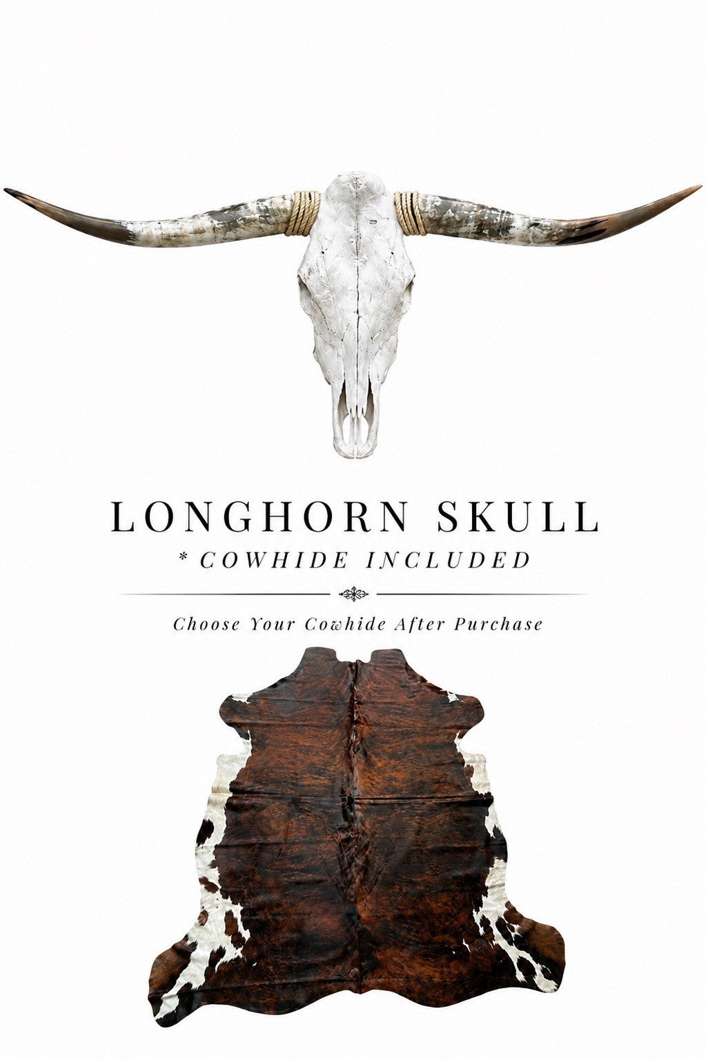 Longhorn Skull 4-4.5 Ft Wide Mounted Bull Horn Cow Head + Cowhide Included