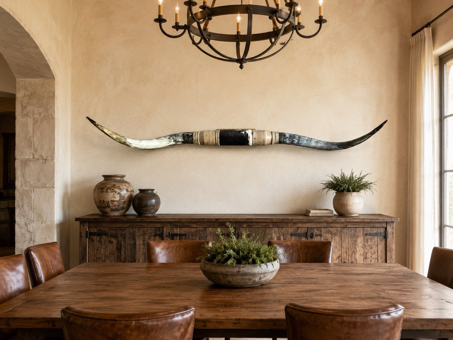 Genuine Longhorn Horns 68 in Wide Western Ranch Dining Room Decor