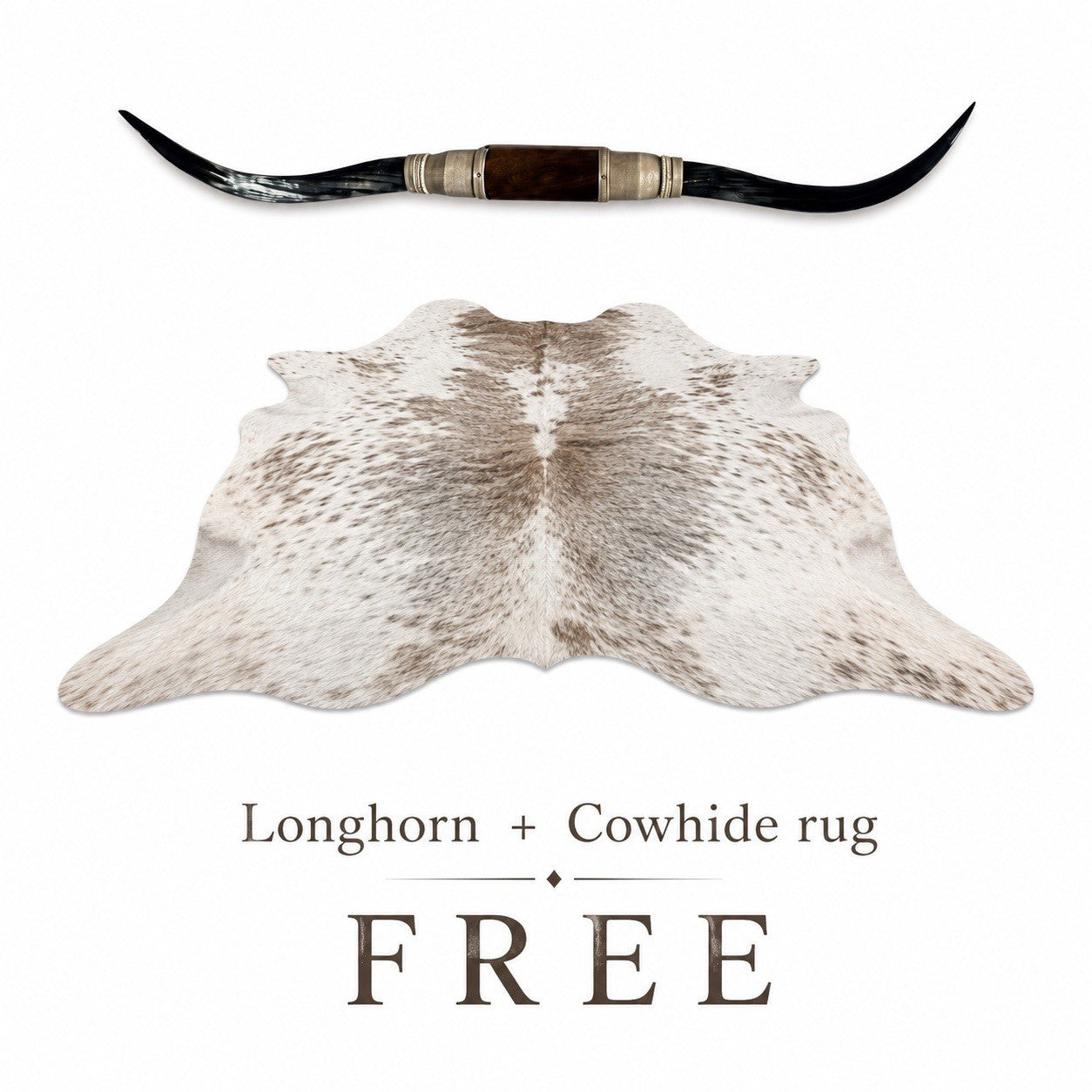 Genuine Mounted LONGHORN Wall Mount + Cowhide Rug Included , Rustic Luxury Decor