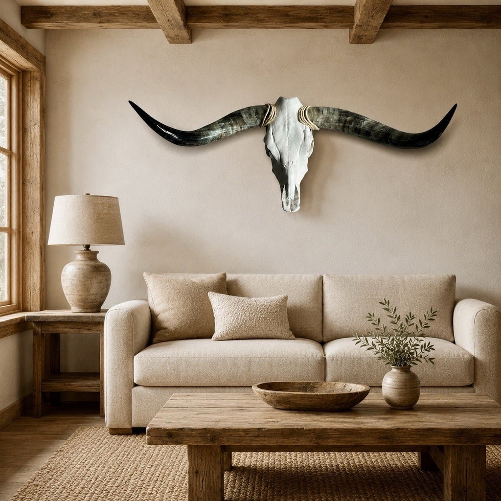 Longhorn SKULL 43 In WIDE Horns BULL HORN MOUNTED COW HEAD