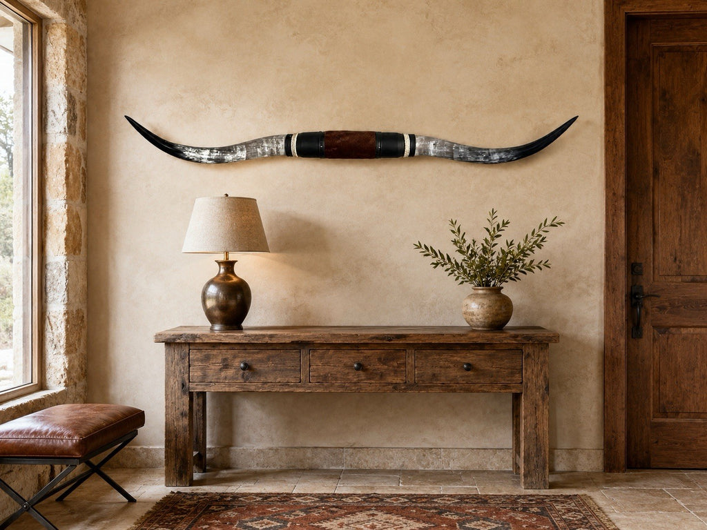 Mounted Steer Horns 66 in Wide Genuine Longhorn Ranch Wall Decor