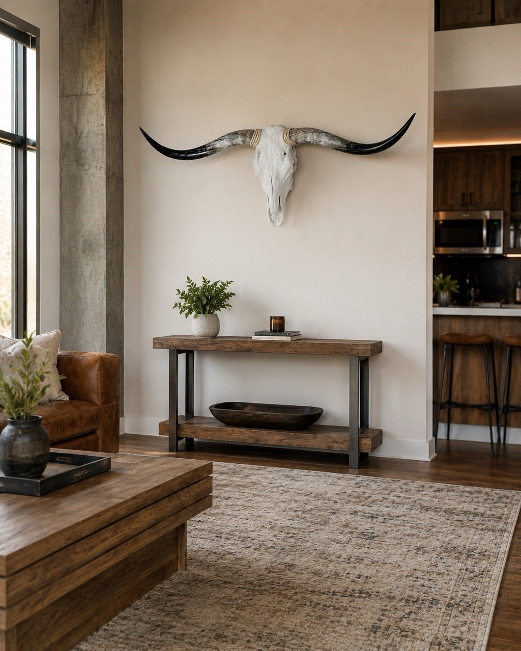 Longhorn Skull Wall Decor 50 Inches Wide Mounted Bull Horn Rustic Lodge