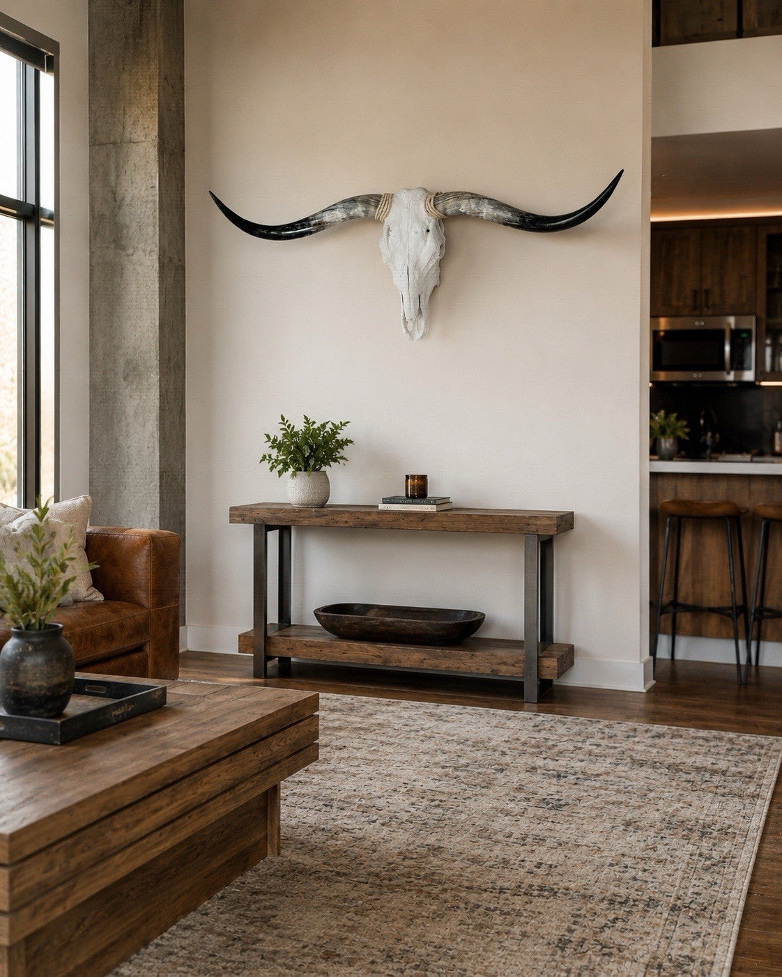 Longhorn Skull Wall Decor 50 Inches Wide Mounted Bull Horn Rustic Lodge