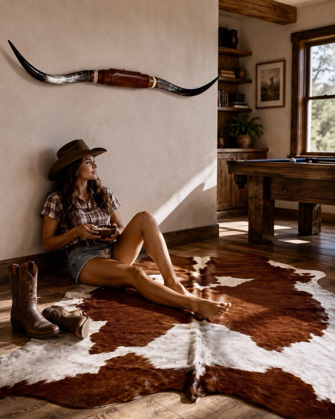 Authentic Mounted LONGHORN Wall Decor + FREE Cowhide Rug Texas Ranch Home Decor