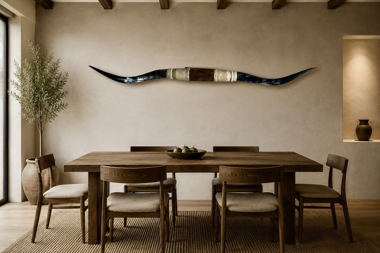 Genuine 68” Texas LONGHORN Wall Mount + Cowhide Rug INCLUDED Western Ranch Decor