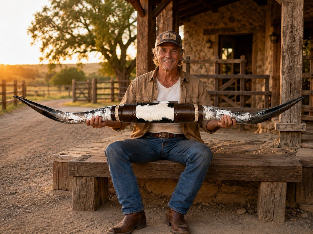 MOUNTED STEER HORNS 65” wide LONGHORN POLISHED MOUNT BULL COW