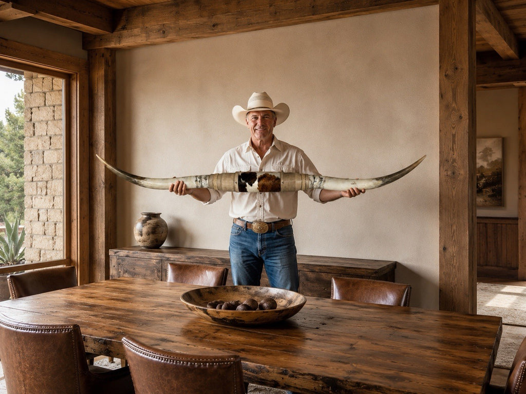 GENUINE LONGHORN 67 In Wide Mounted Steer Horns Western Ranch Decor