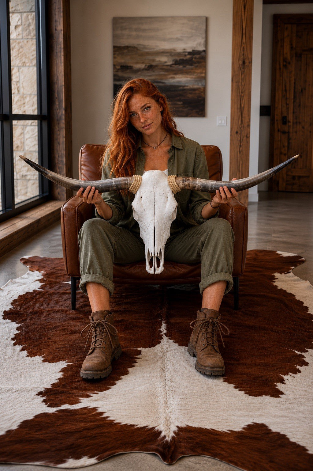 Longhorn SKULL 4-4.5 Ft Wide Horns BULL HORN MOUNTED COW HEAD Cowhide Included