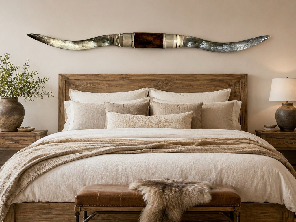 Genuine Longhorn Horns 69 in Wide Western Ranch Bedroom Decor
