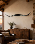 MOUNTED STEER HORNS  64 Inches wide LONGHORN POLISHED MOUNT BULL COW