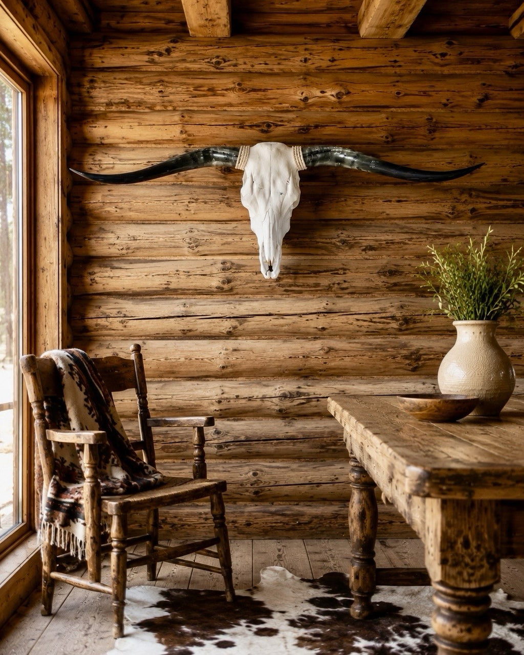 Longhorn Skull 52 Inches Wide Mounted Bull Horn Wall Decor Ranch Cabin
