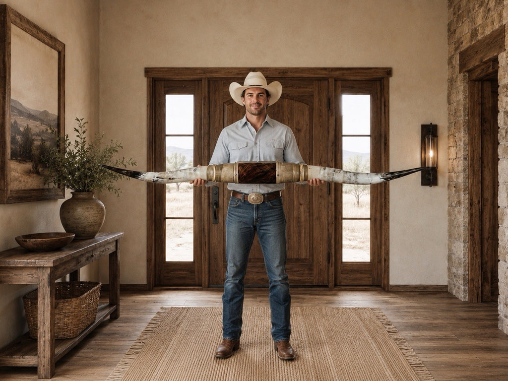 MOUNTED STEER HORNS  67 Inches wide LONGHORN POLISHED MOUNT BULL COW