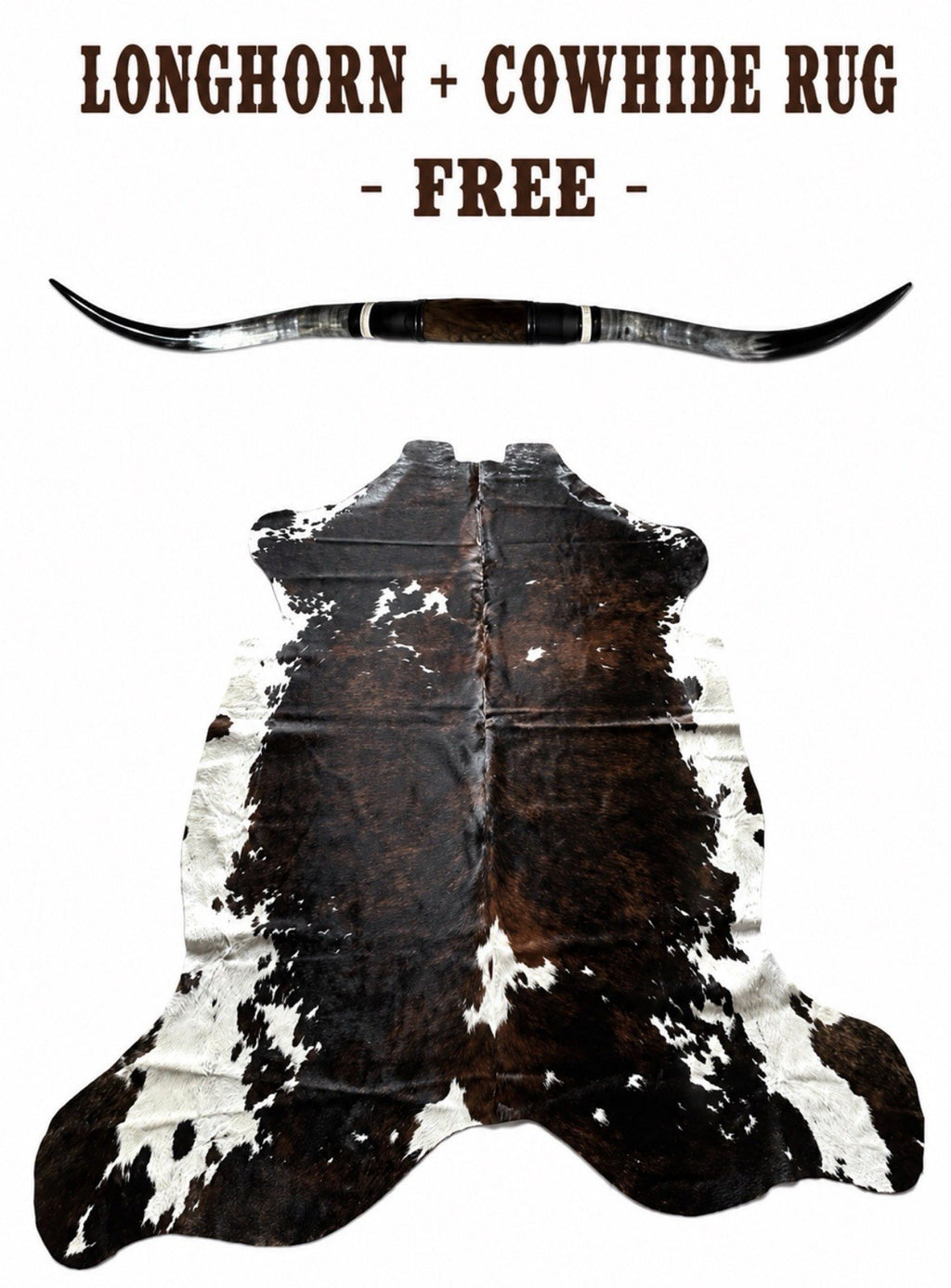 Genuine Mounted Longhorn + Cowhide Included, Western Ranch Decor, JK_B175 + C028