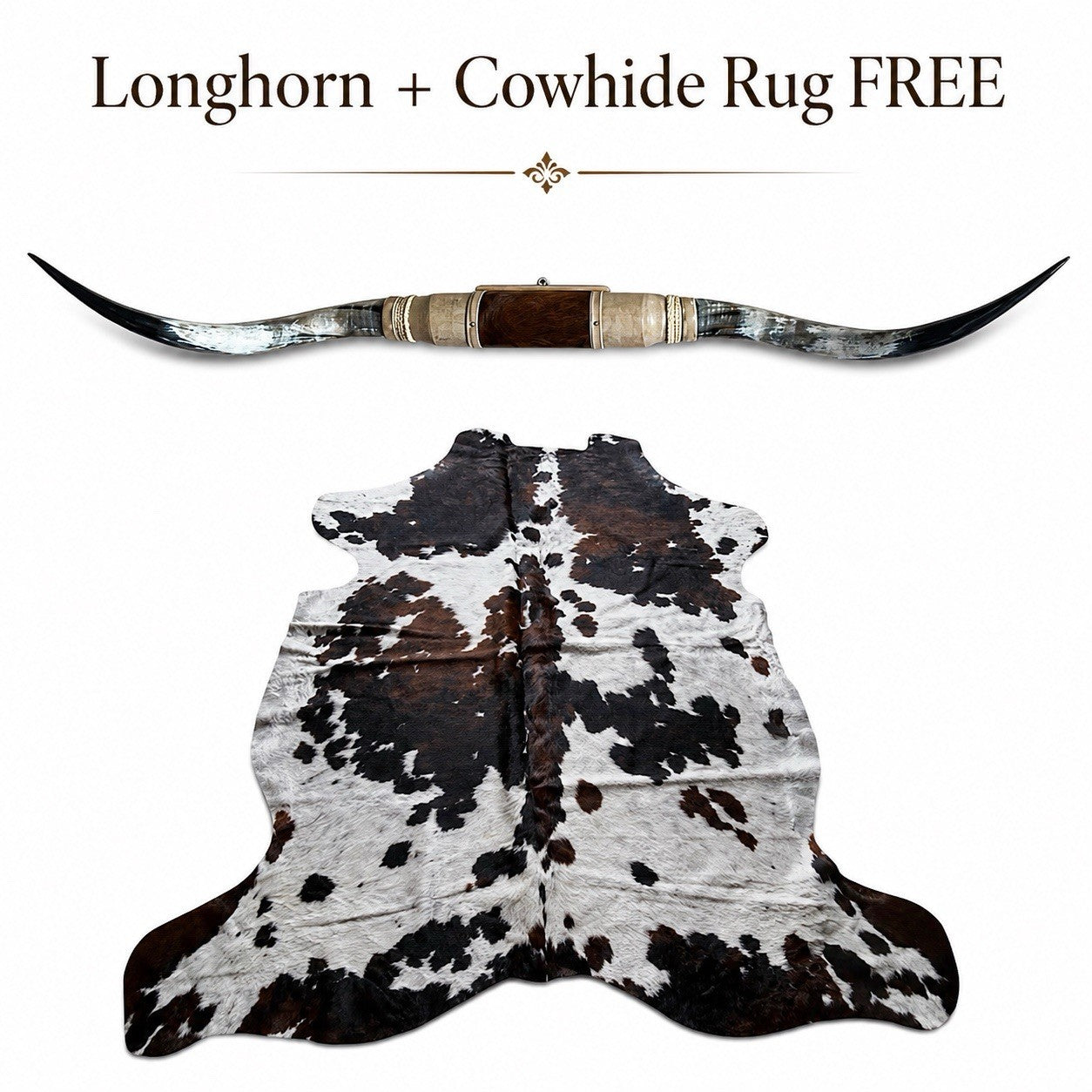 LONGHORN Wall Decor 64” Wide + FREE Cowhide Rug Gift Ranch Decor