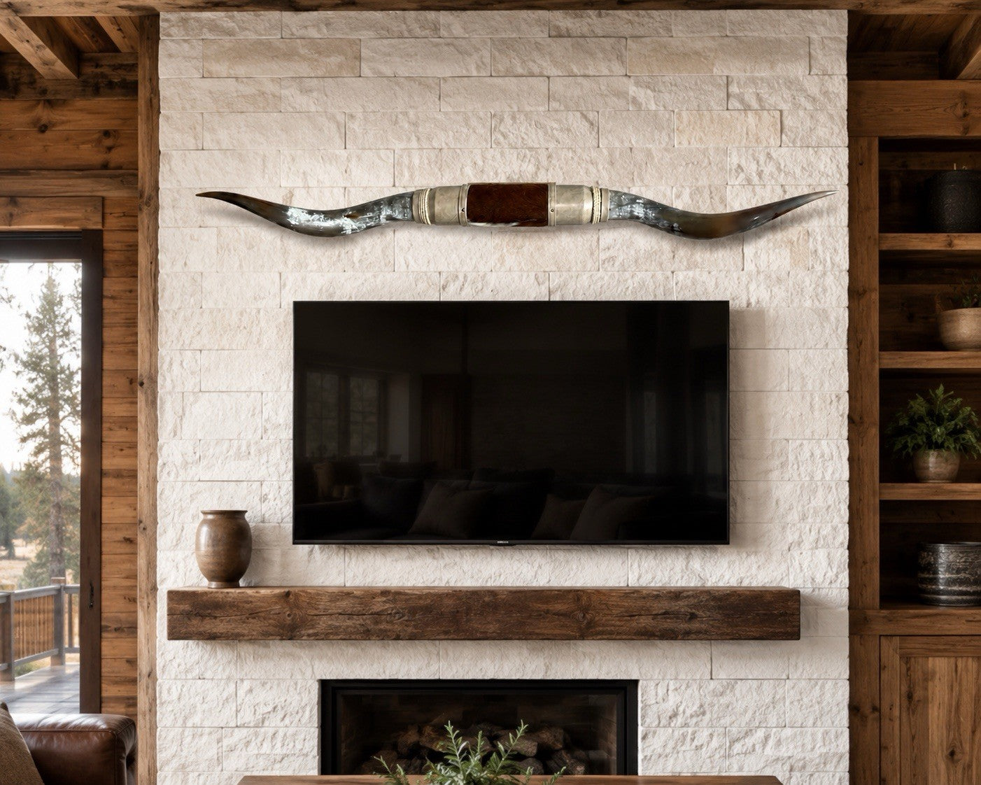 GENUINE LONGHORN 63 In Wide Mounted Steer Horns Western Ranch Decor