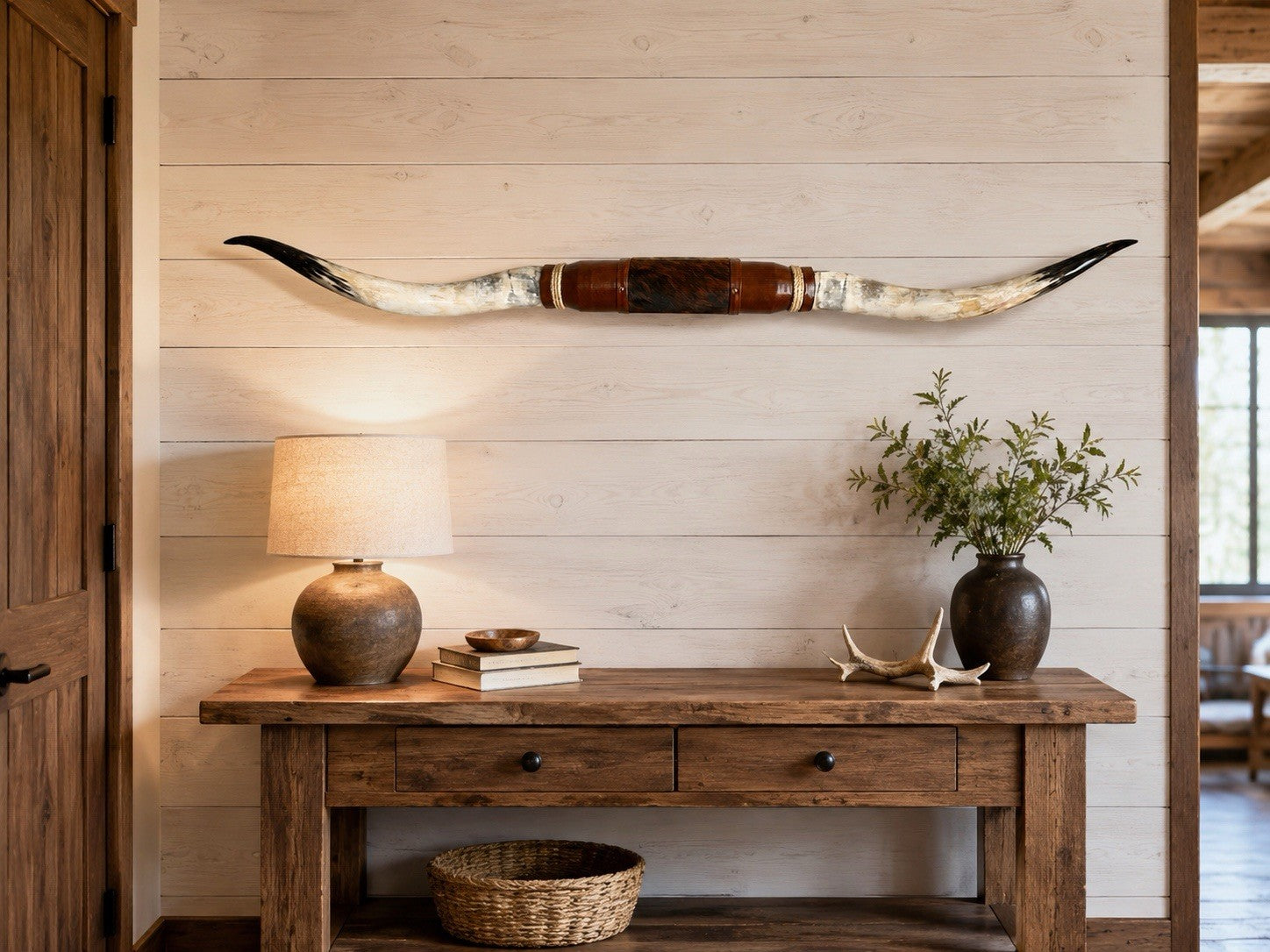 Mounted Steer Horns 69 inches  Wide Genuine Longhorn Ranch Wall Decor