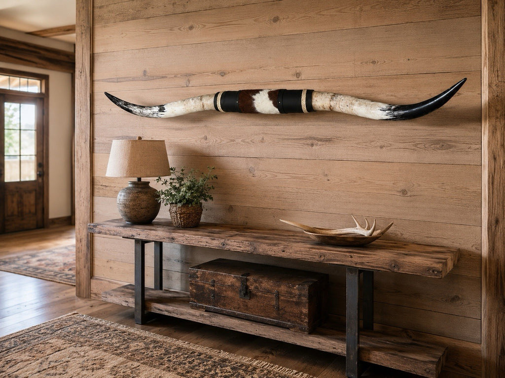 MOUNTED STEER HORNS 60 Inches wide LONGHORN POLISHED MOUNT BULL COW