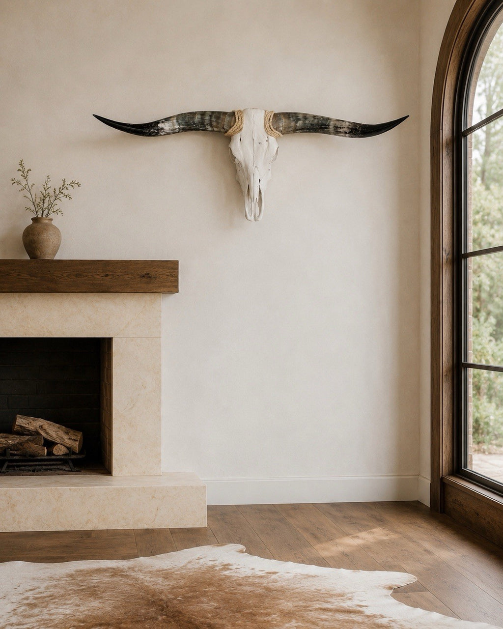 Longhorn Skull Wall Decor 45 Inches Wide Mounted Bull Horn Rustic Lodge