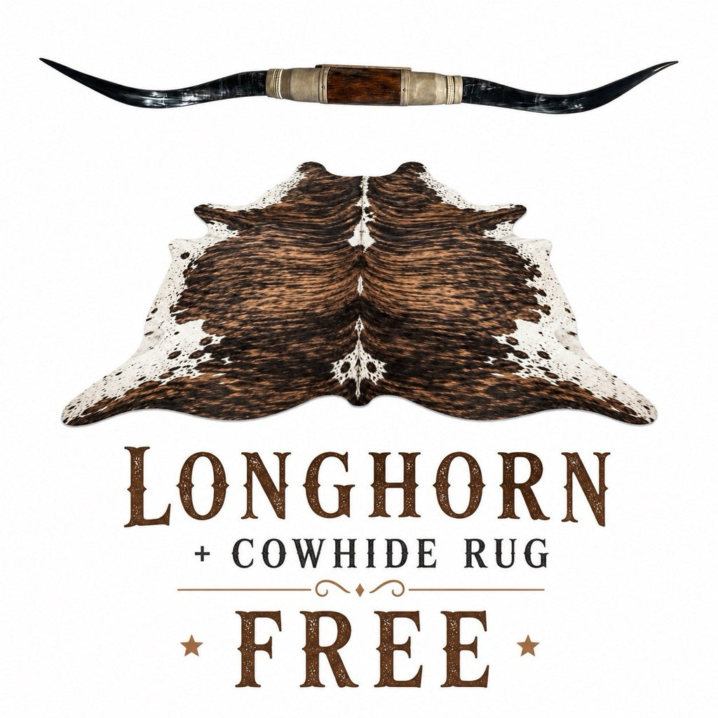 Genuine 68” Texas LONGHORN Wall Mount + Cowhide Rug INCLUDED Western Ranch Decor