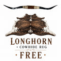 Genuine 68” Texas LONGHORN Wall Mount + Cowhide Rug INCLUDED Western Ranch Decor