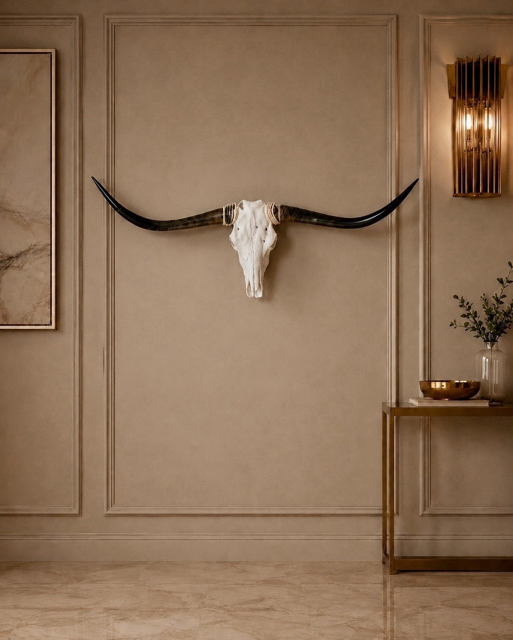 Genuine Longhorn Skull 48 Inches Wide Mounted Bull Horns Western Decor