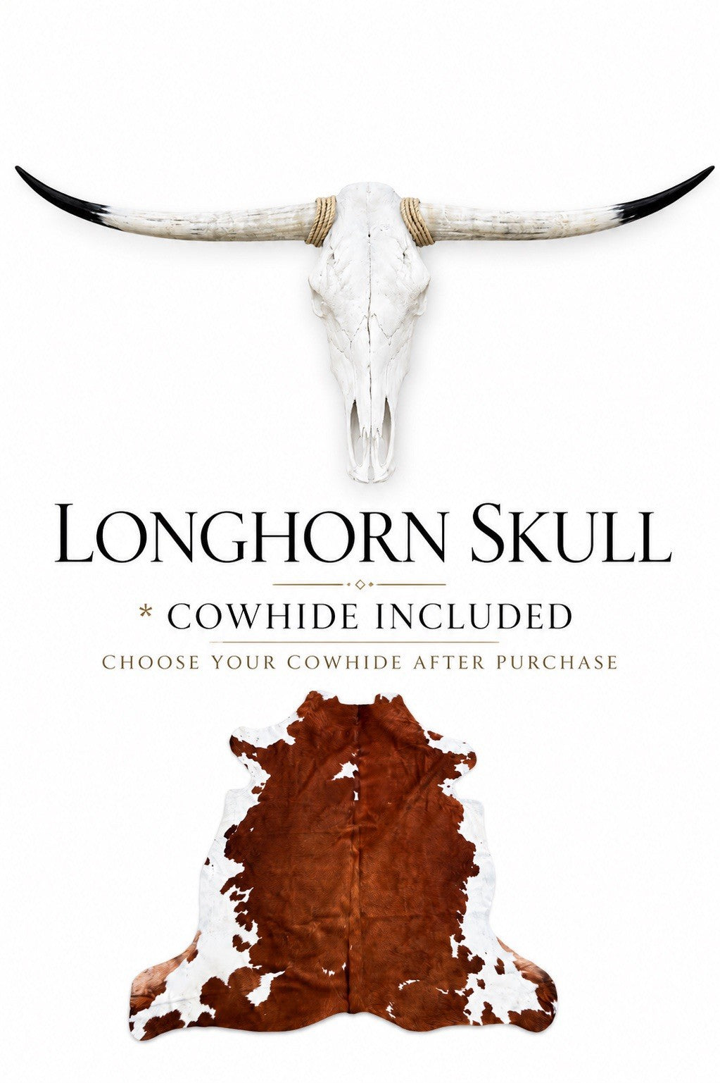 Longhorn Skull 4-4.5 Ft Wide Mounted Bull Horn Cow Head + Cowhide Included