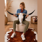 Longhorn Skull 4–4.5 Ft + Cowhide Rug Included – Western Ranch Decor