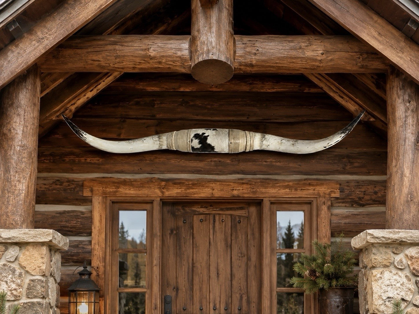 GENUINE LONGHORN 65 in Wide Mounted Steer Horns Western Ranch Decor