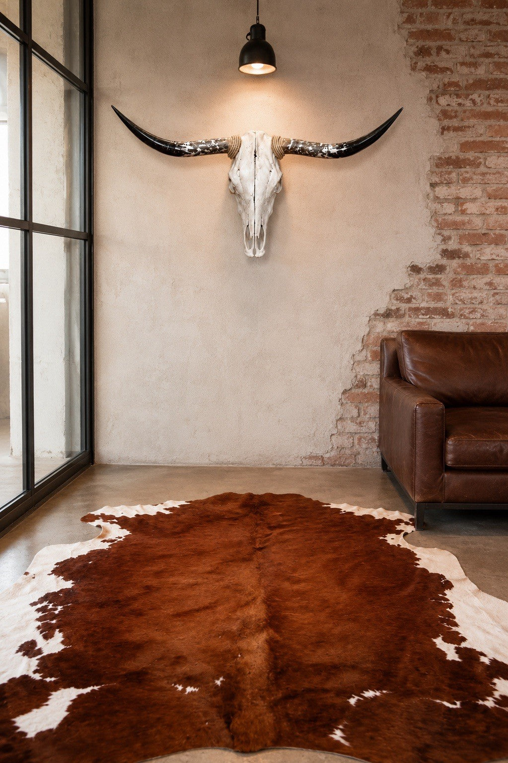 Longhorn Skull 4-4.5 Ft Wide Bull Horn Mounted Cow Head Cowhide Included