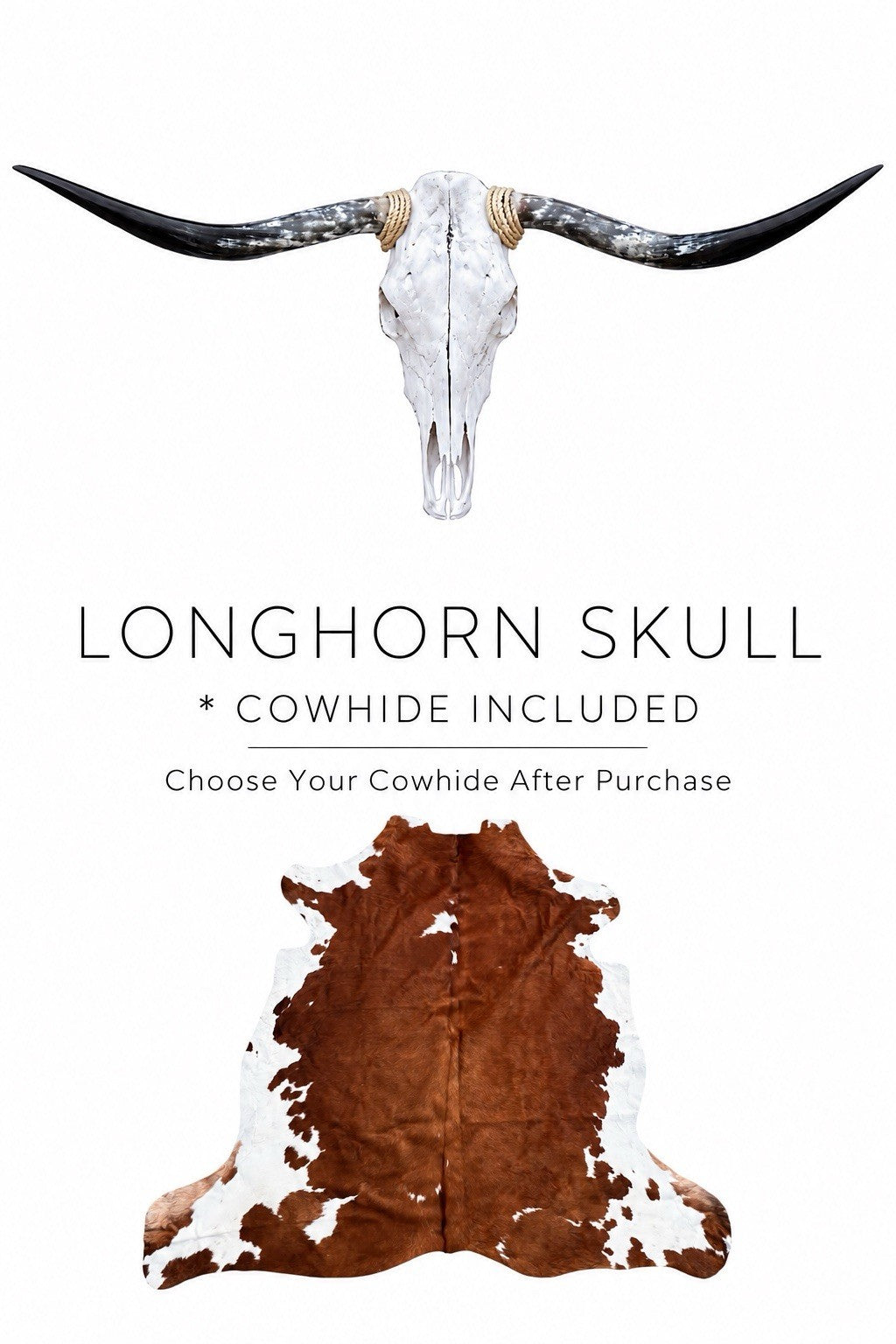 Longhorn Skull 4-4.5 Ft Wide Bull Horn Mounted Cow Head Cowhide Included