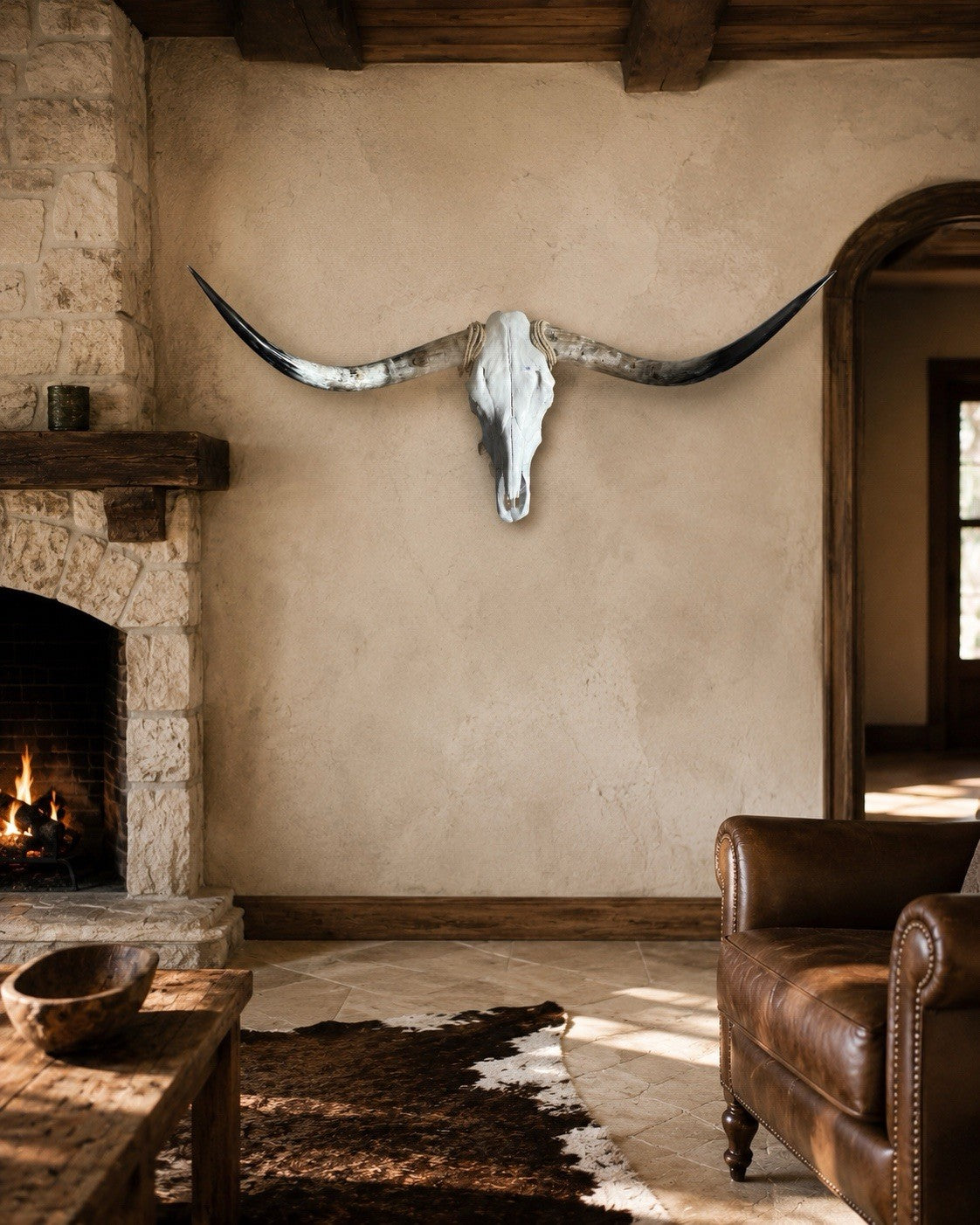 Genuine Longhorn Skull 48 Inches Wide Mounted Bull Horns Western Decor