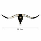 Longhorn Skull, 52” Wide – Black Cowhide & Western Star Wall Decor
