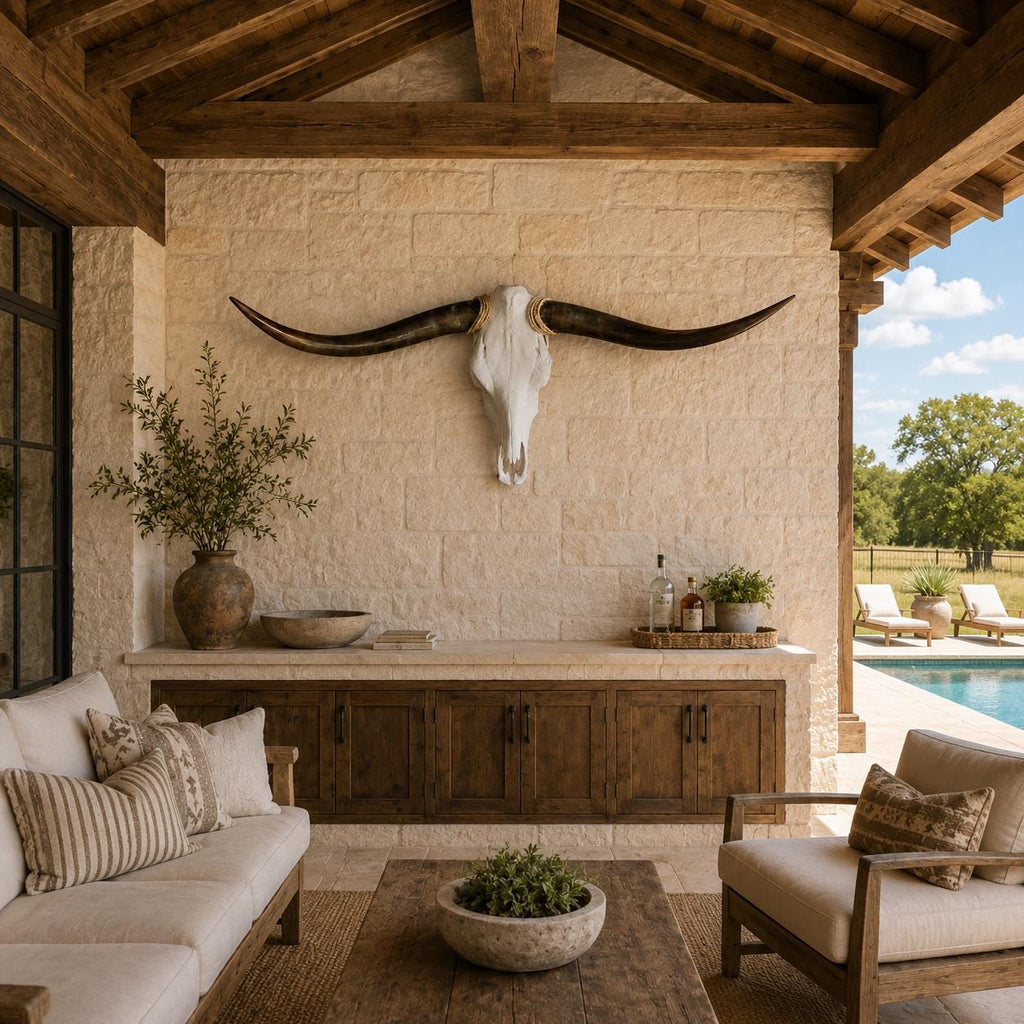Longhorn Skull Wall Decor, 47” Wide – Dark Sweeping Horns, Modern Western Decor