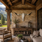 Longhorn Skull Wall Decor, 44” Wide – Sweeping Black Horns, Western Wall Decor