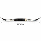 Mounted Longhorn Wall Decor, 66” Wide - Natural Horns with Cowhide-Wrapped Wood Mount