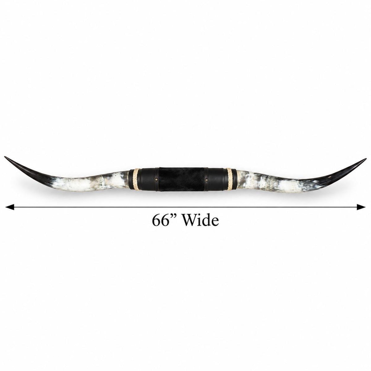 Mounted Longhorn Wall Decor, 66” Wide - Natural Horns with Cowhide-Wrapped Wood Mount