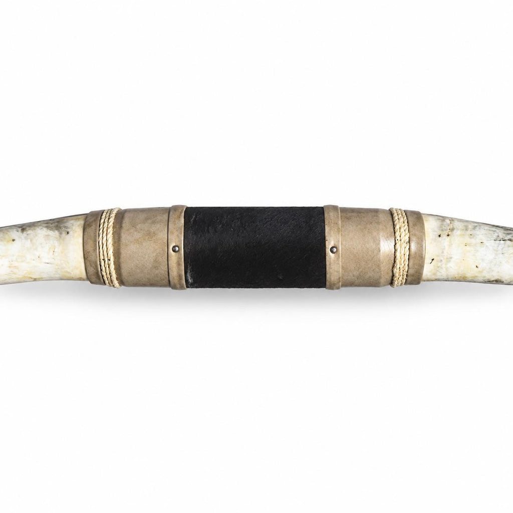 Mounted Longhorn Wall Decor, 65” Wide - Natural Horns with Cowhide-Wrapped Wood Mount