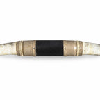 Mounted Longhorn Wall Decor, 65” Wide - Natural Horns with Cowhide-Wrapped Wood Mount
