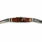 Mounted Longhorn Wall Decor, 61” Wide - Natural Horns with Cowhide-Wrapped Wood Mount