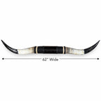 Mounted Longhorn Wall Decor, 62” Wide - Natural Horns with Cowhide-Wrapped Wood Mount